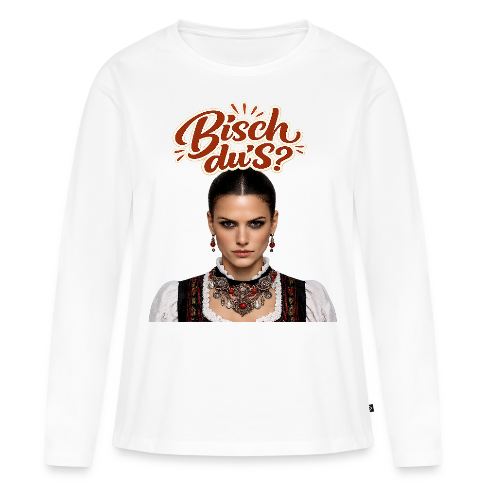 Schwarzwaldstolz – Sie weiß, wer sie isch | Frauen Premium Bio Langarmshirt - Weiß