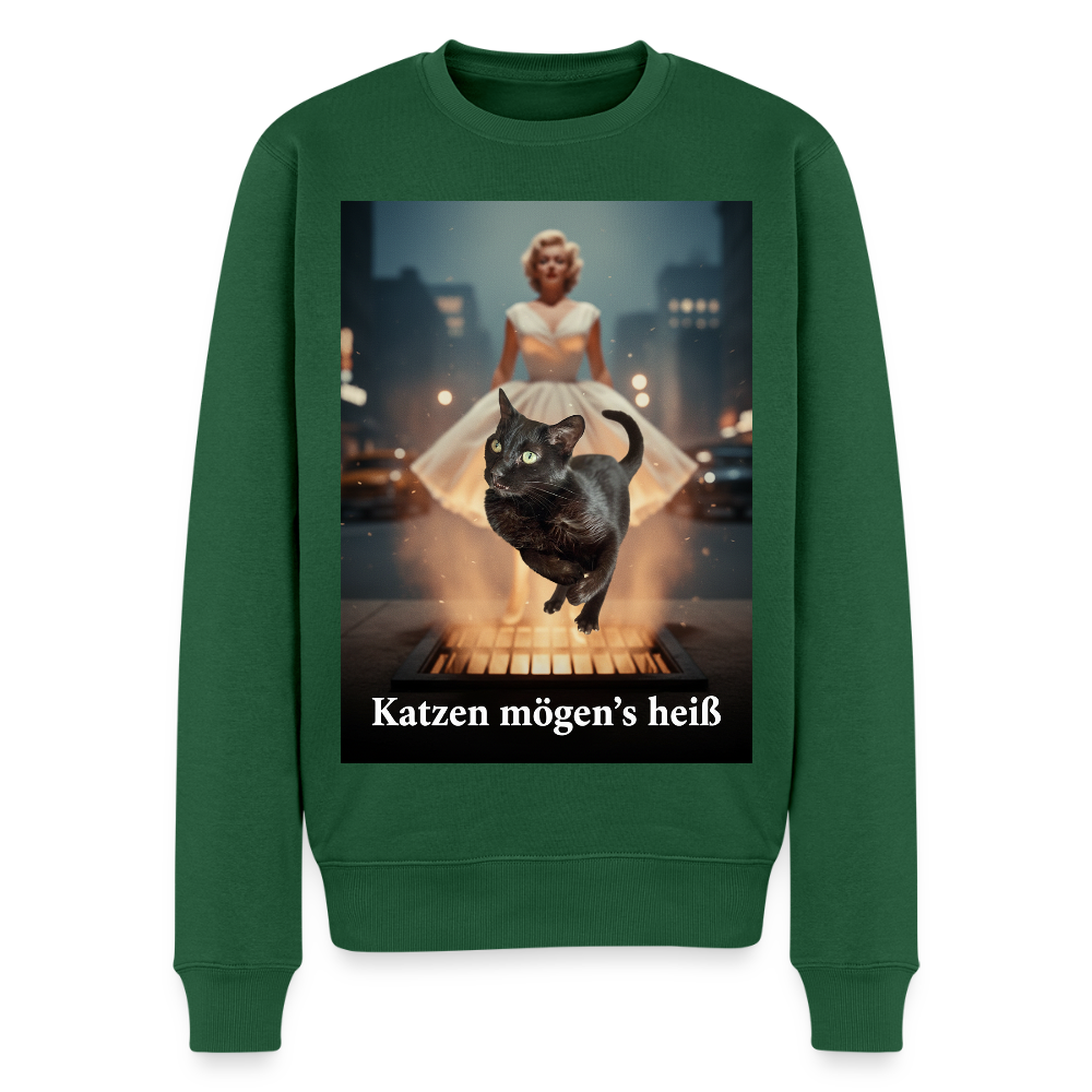 Katzen mögen’s heiß |  Männer Premium Pullover - Flaschengrün