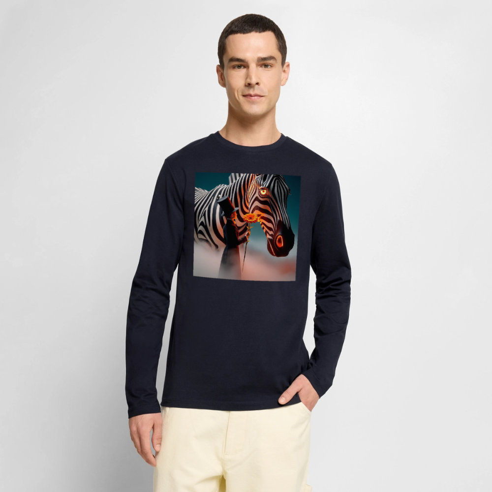 Blumen für ein Zebra | Männer Premium Bio Langarmshirt - Navy