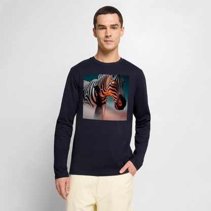 Blumen für ein Zebra | Männer Premium Bio Langarmshirt - Navy