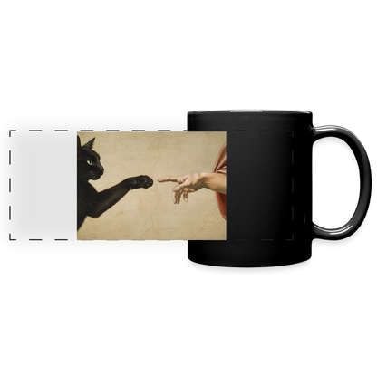 Die Erschaffung Adams… aber die Katze war schneller | Tasse - Schwarz