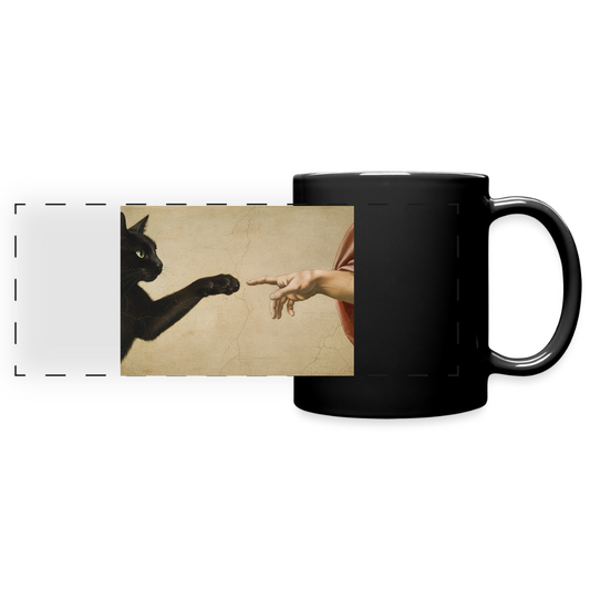 Die Erschaffung Adams… aber die Katze war schneller | Tasse - Schwarz