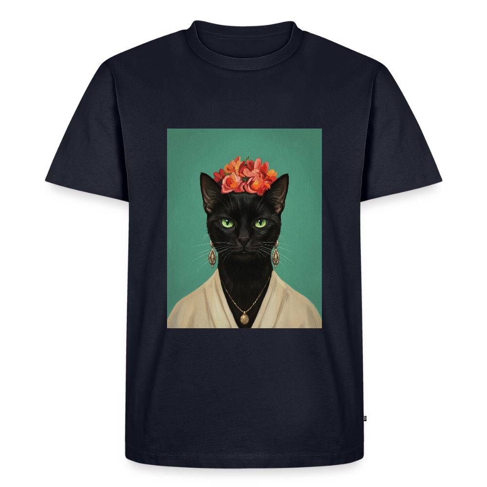 Frida Katze – Künstlerisches Katzenporträt | Premium Herren T-Shirt - navy