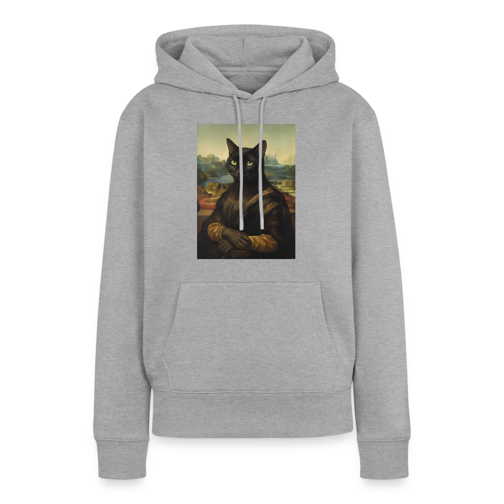 Mona Lisa… aber es ist eine Katze | Frauen Premium Hoodie - Grau meliert