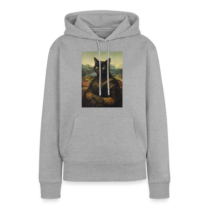 Mona Lisa… aber es ist eine Katze | Frauen Premium Hoodie - Grau meliert