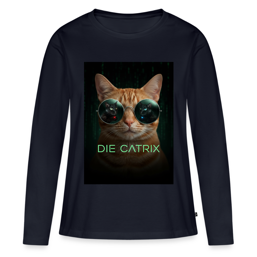 Die Catrix – Krümel erwacht | Frauen Premium Bio Langarmshirt - Navy