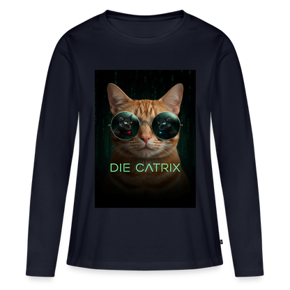 Die Catrix – Krümel erwacht | Frauen Premium Bio Langarmshirt - Navy
