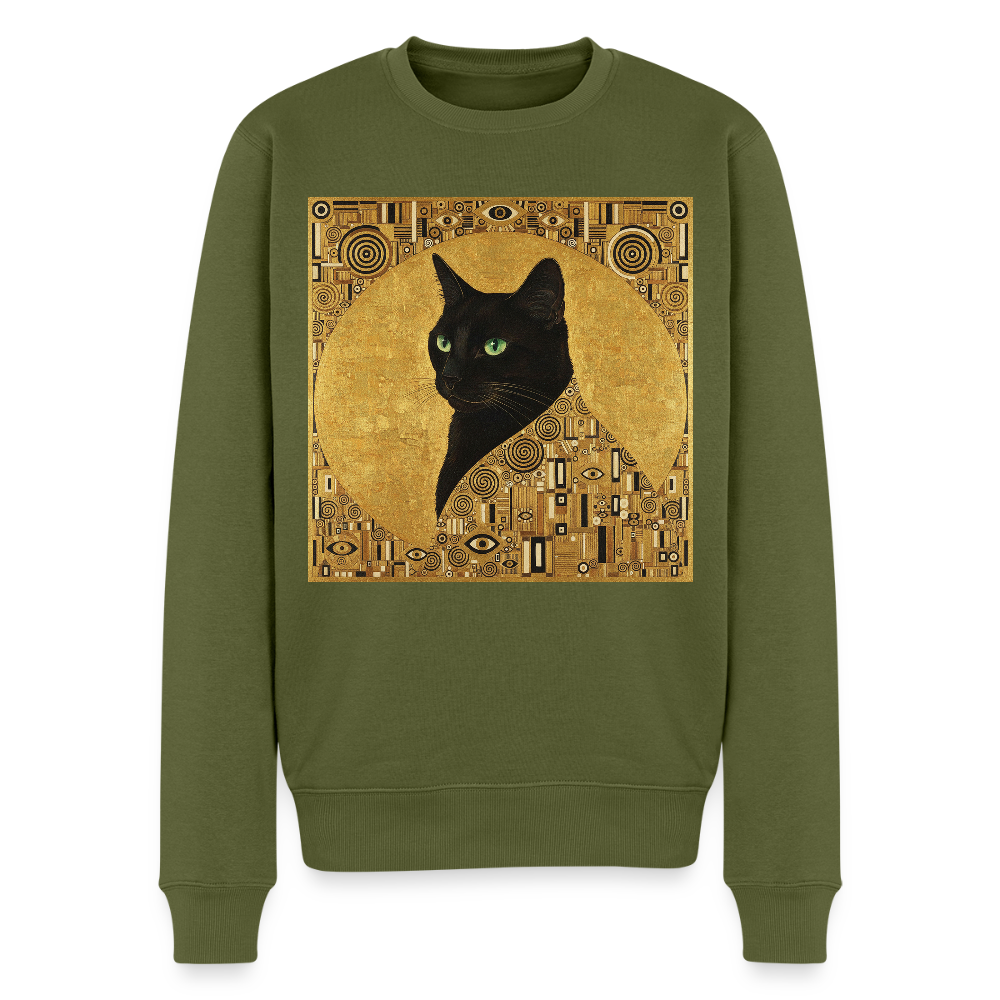 Adele… aber sie schnurrt – Goldene Katze à la Klimt |  Männer Premium Pullover - Khaki