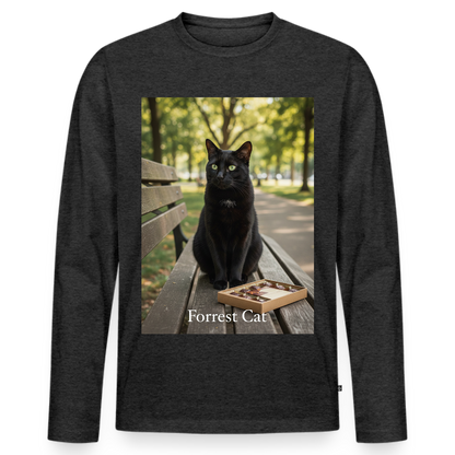 Forrest Cat – Krümel wartet | Männer Premium Bio Langarmshirt - Anthrazit meliert