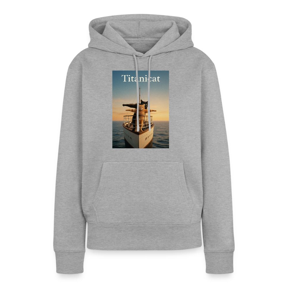 Titanicat – Ich bin der König der Kratzbäume | Frauen Premium Hoodie - Grau meliert