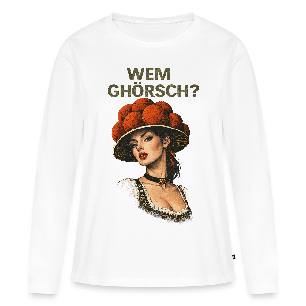 Wem ghörsch? – Schwarzwald Edition | Frauen Premium Bio Langarmshirt - Weiß