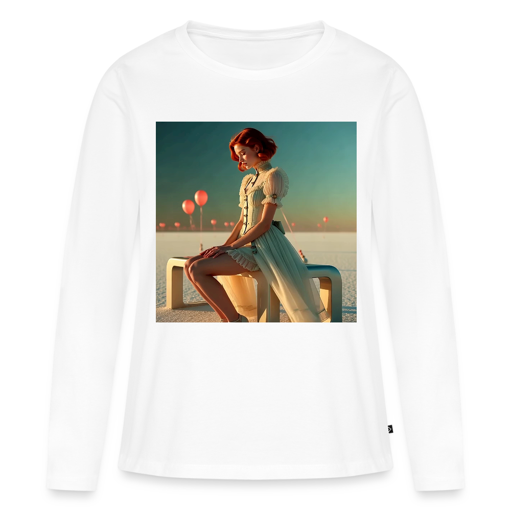 Leise Gedanken bei lauter Farben | Frauen Premium Bio Langarmshirt - Weiß