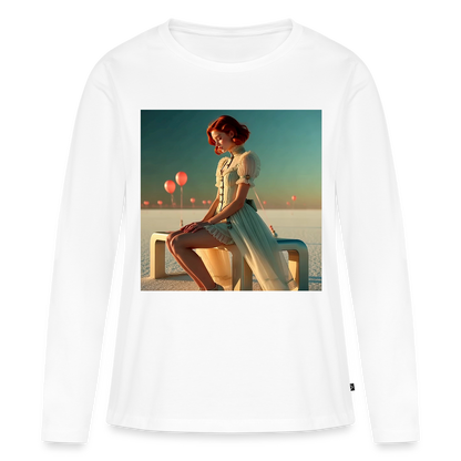 Leise Gedanken bei lauter Farben | Frauen Premium Bio Langarmshirt - Weiß