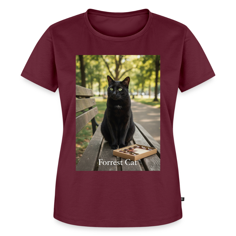 Forrest Cat – Krümel wartet | Frauen Premium T-Shirt - Burgunderrot