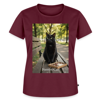 Forrest Cat – Krümel wartet | Frauen Premium T-Shirt - Burgunderrot