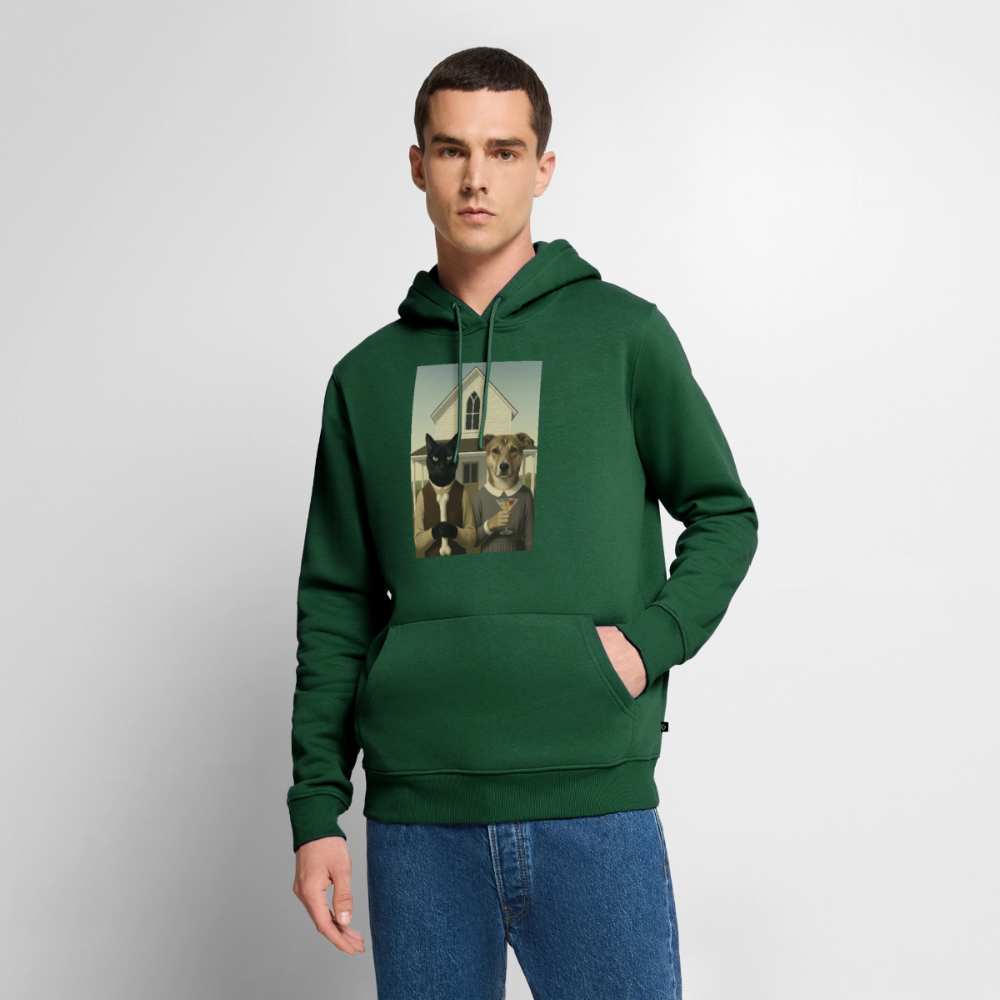 American Gothic… aber mit Katze und Hund | Männer Premium Hoodie - Flaschengrün
