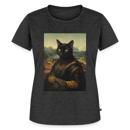 Mona Lisa… aber es ist eine Katze | Frauen Premium T-Shirt - Anthrazit meliert