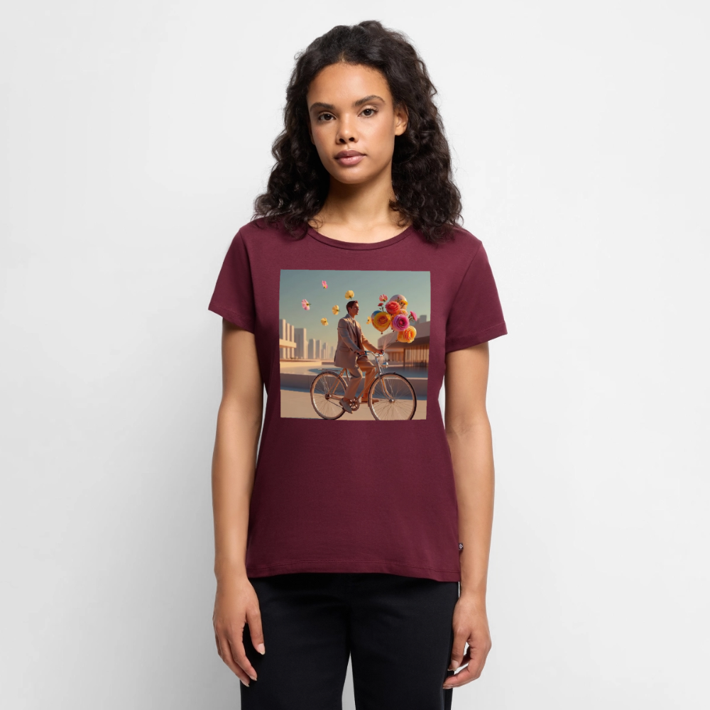 Fahrt ins Ungewisse (mit Blumen) | Frauen Premium T-Shirt - Burgunderrot