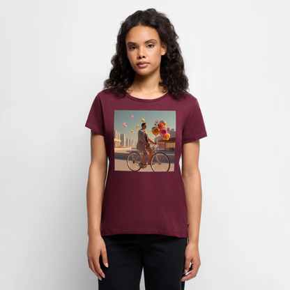 Fahrt ins Ungewisse (mit Blumen) | Frauen Premium T-Shirt - Burgunderrot