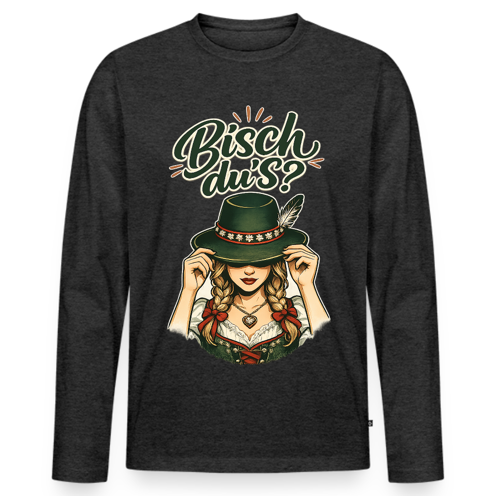 Bisch du’s? – Der Blick sagt alles | Männer Premium Bio Langarmshirt - Anthrazit meliert