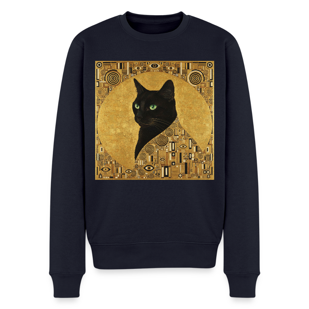 Adele… aber sie schnurrt – Goldene Katze à la Klimt |  Männer Premium Pullover - Navy