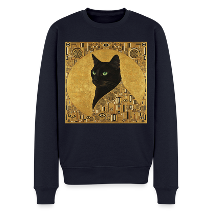Adele… aber sie schnurrt – Goldene Katze à la Klimt |  Männer Premium Pullover - Navy