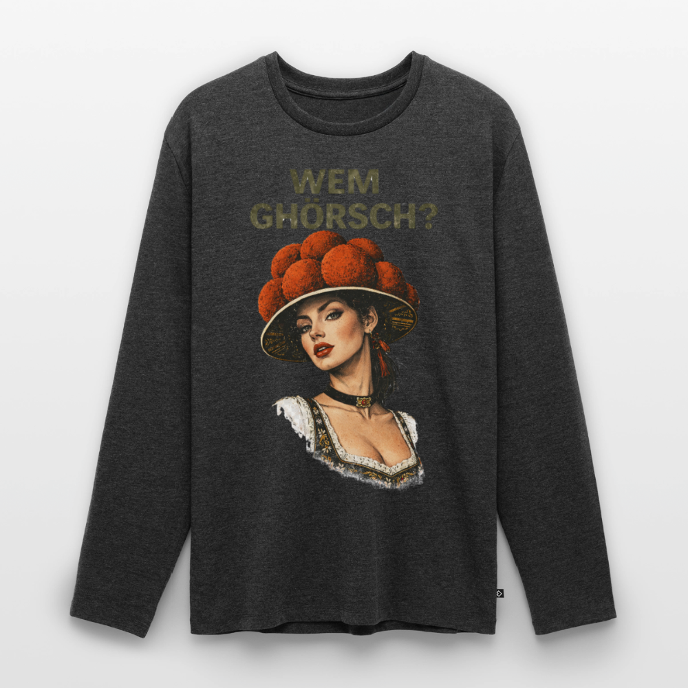 Wem ghörsch? – Schwarzwald Edition | Männer Premium Bio Langarmshirt - Anthrazit meliert