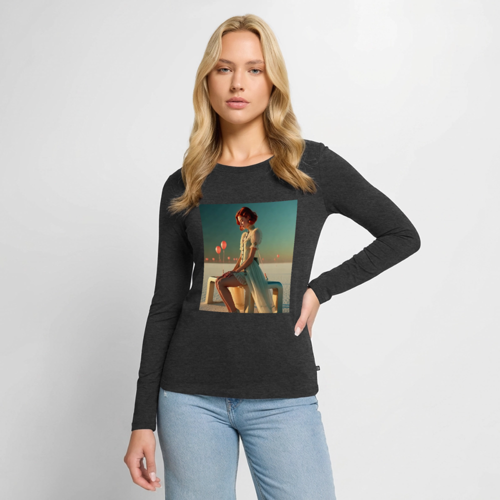 Leise Gedanken bei lauter Farben | Frauen Premium Bio Langarmshirt - Anthrazit meliert