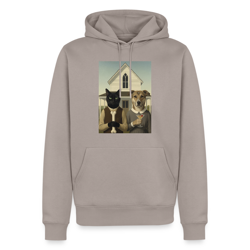 American Gothic… aber mit Katze und Hund | Männer Premium Hoodie - Taupe