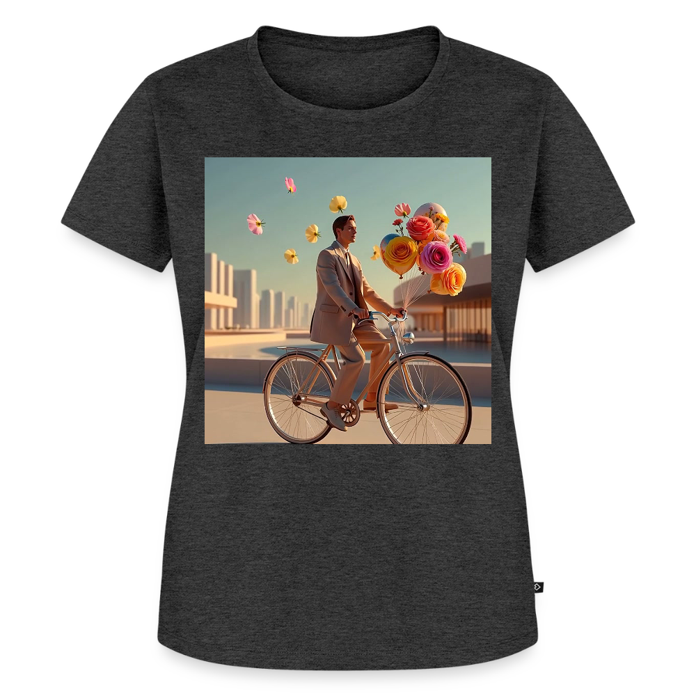 Fahrt ins Ungewisse (mit Blumen) | Frauen Premium T-Shirt - Anthrazit meliert
