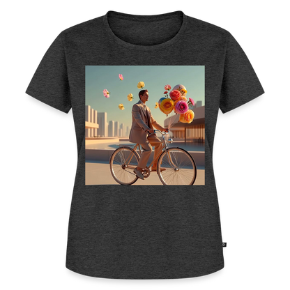Fahrt ins Ungewisse (mit Blumen) | Frauen Premium T-Shirt - Anthrazit meliert