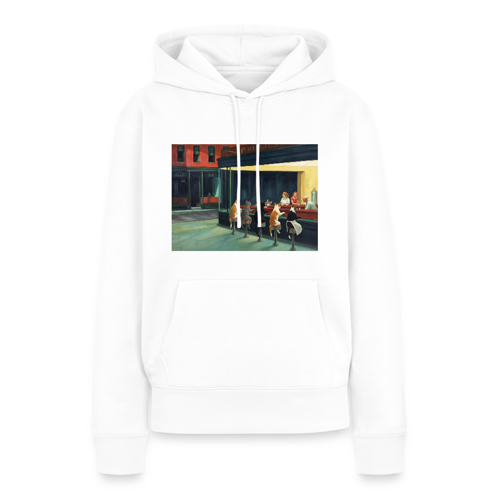 Wenn Hopper Katzen gemalt hätte | Frauen Premium Hoodie - Weiß