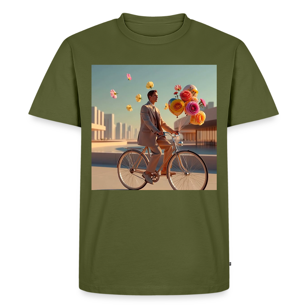 Fahrt ins Ungewisse (mit Blumen) | Männer Premium T-Shirt - Khaki