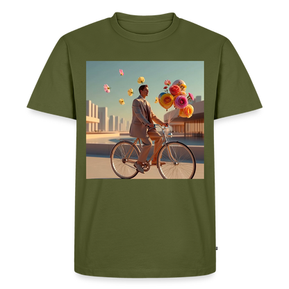 Fahrt ins Ungewisse (mit Blumen) | Männer Premium T-Shirt - Khaki