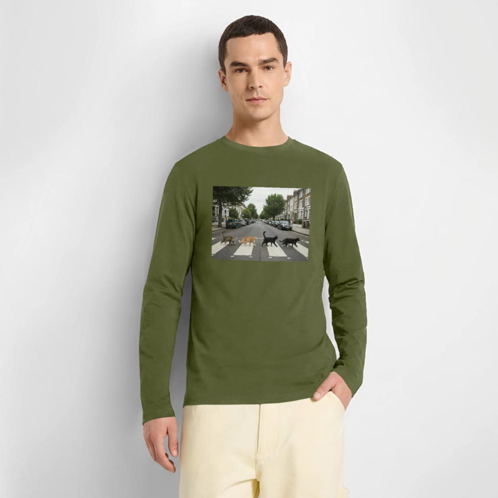 The Purrfect Crossing – Wir waren vor der Band da | Männer Premium Bio Langarmshirt - Khaki