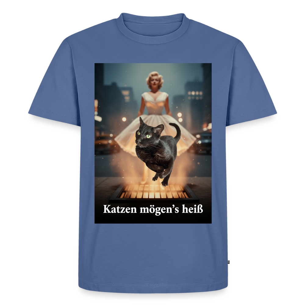 Katzen mögen’s heiß | Männer Premium T-Shirt - Taubenblau