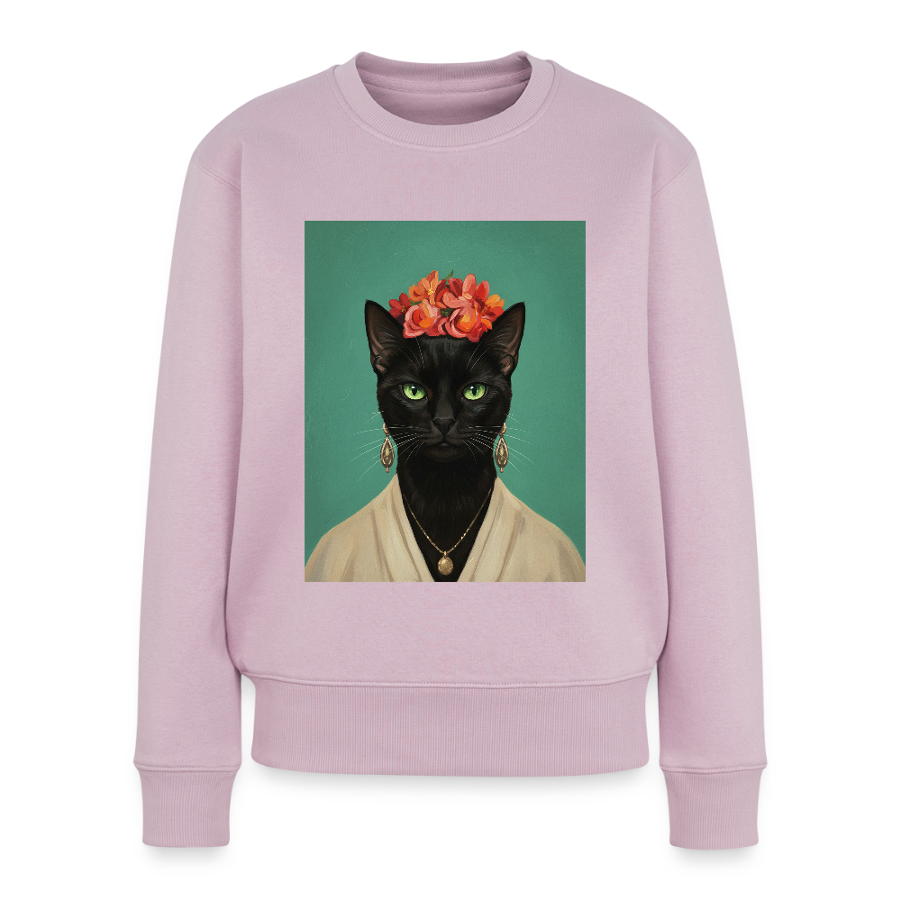 Frida Katze – Künstlerisches Katzenporträt | Frauen Premium Pullover - Altrosa