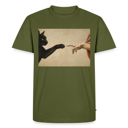 Die Erschaffung Adams… aber die Katze war schneller | Männer Premium T-Shirt - Khaki