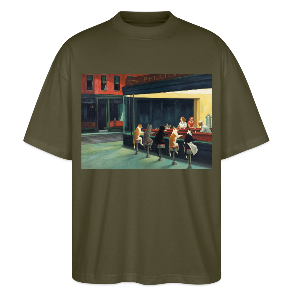 Wenn Hopper Katzen gemalt hätte | Stanley/Stella Oversized Unisex Bio T-Shirt Blaster - Khaki