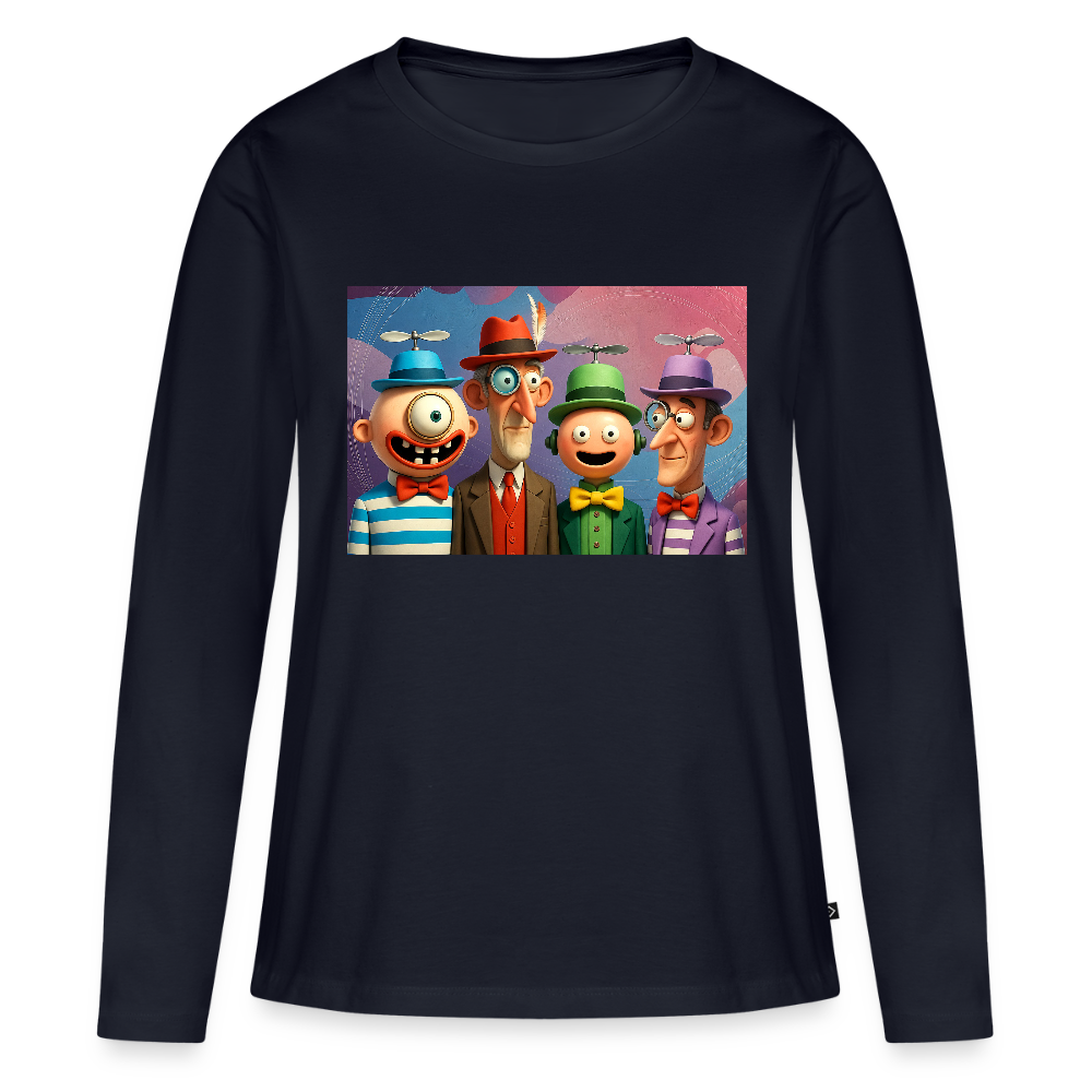 Gedankenkreise auf Hochtouren | Frauen Premium Bio Langarmshirt - Navy
