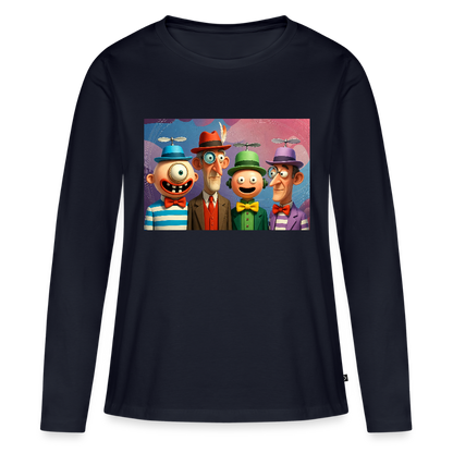 Gedankenkreise auf Hochtouren | Frauen Premium Bio Langarmshirt - Navy