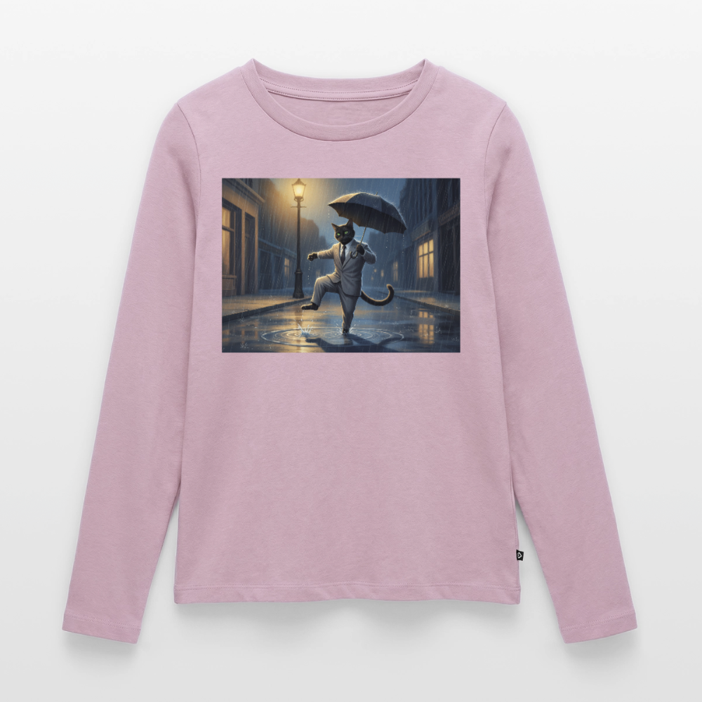 Krümel tanzt im Regen | Frauen Premium Bio Langarmshirt - Altrosa