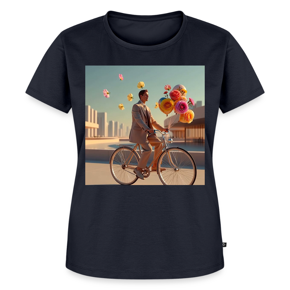 Fahrt ins Ungewisse (mit Blumen) | Frauen Premium T-Shirt - Navy