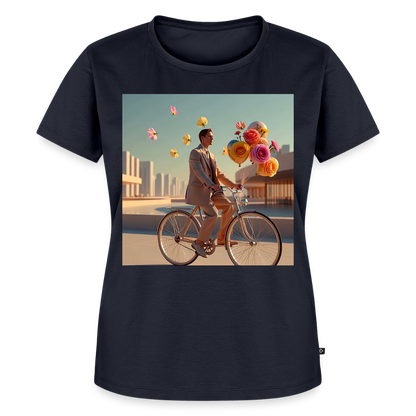 Fahrt ins Ungewisse (mit Blumen) | Frauen Premium T-Shirt - Navy