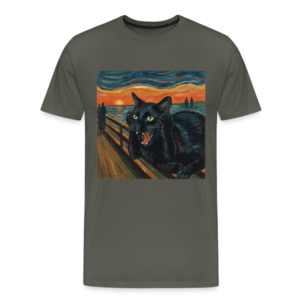Der Schrei… aber die Katze hat’s zuerst gemerkt | Männer Premium T-Shirt - Asphalt