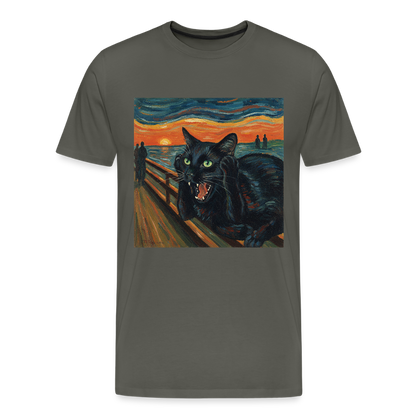 Der Schrei… aber die Katze hat’s zuerst gemerkt | Männer Premium T-Shirt - Asphalt