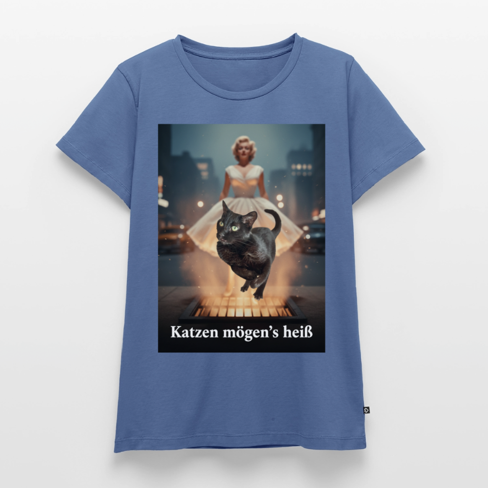 Katzen mögen’s heiß | Frauen Premium T-Shirt - Taubenblau