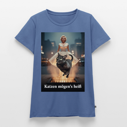 Katzen mögen’s heiß | Frauen Premium T-Shirt - Taubenblau