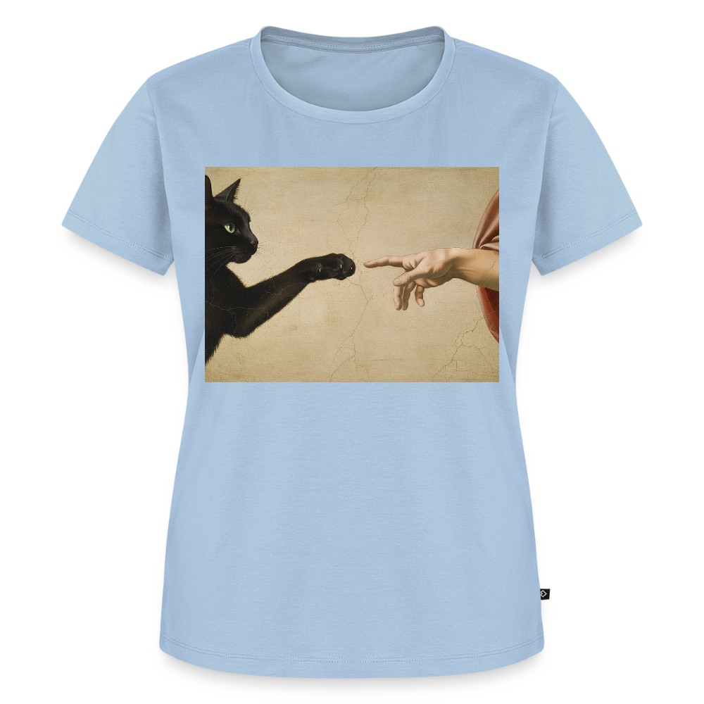 Die Erschaffung Adams… aber die Katze war schneller | Frauen Premium T-Shirt - Hellblau