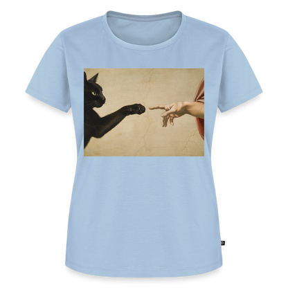 Die Erschaffung Adams… aber die Katze war schneller | Frauen Premium T-Shirt - Hellblau